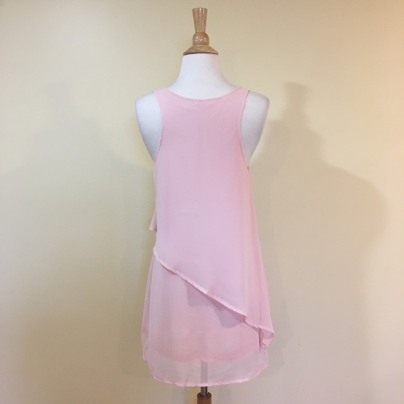 Blush Asymmetrical Ruffled Chiffon Mini Dress - Picture 8 of 8